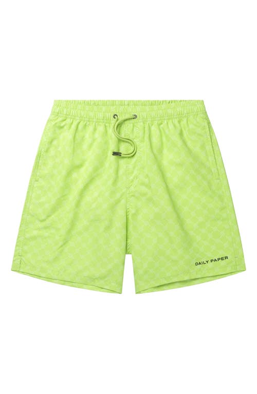 Shop Daily Paper Kato Monogram Swim Trunks In Daiquiri Green