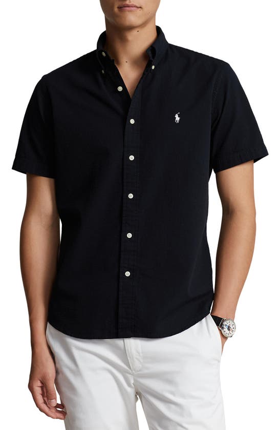 Shop Polo Ralph Lauren Short Sleeve Button-down Shirt In Polo Black