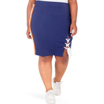 Plus Size Poetic Justice Wilma Lace-Up Pencil Skirt, Blue