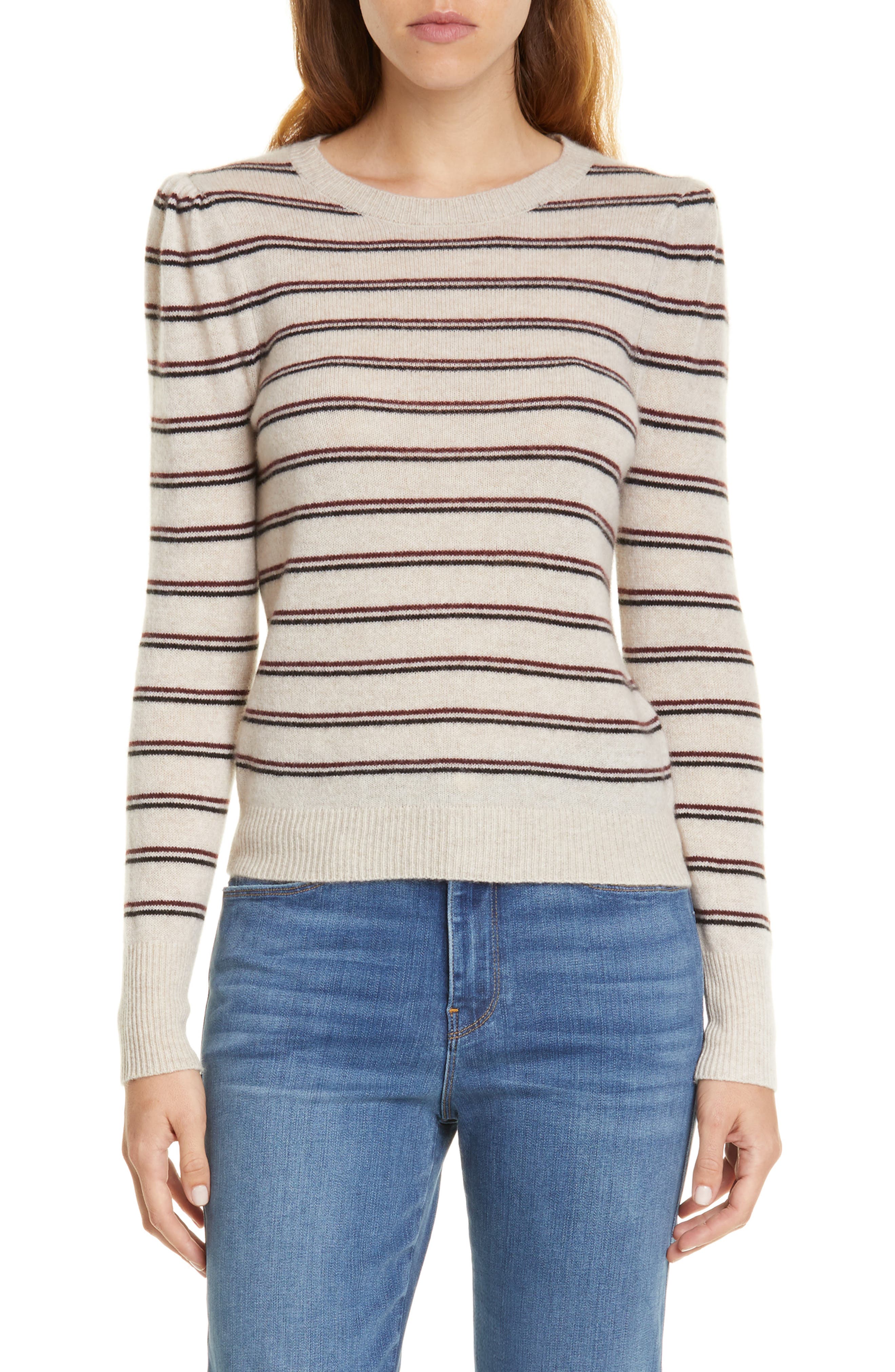 FRAME Shirred Stripe Cashmere Sweater (Nordstrom Exclusive) Nordstrom