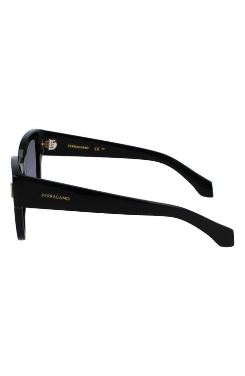 Ferragamo Rivet Rounded Cat Eye Sunglasses, 51mm In Black