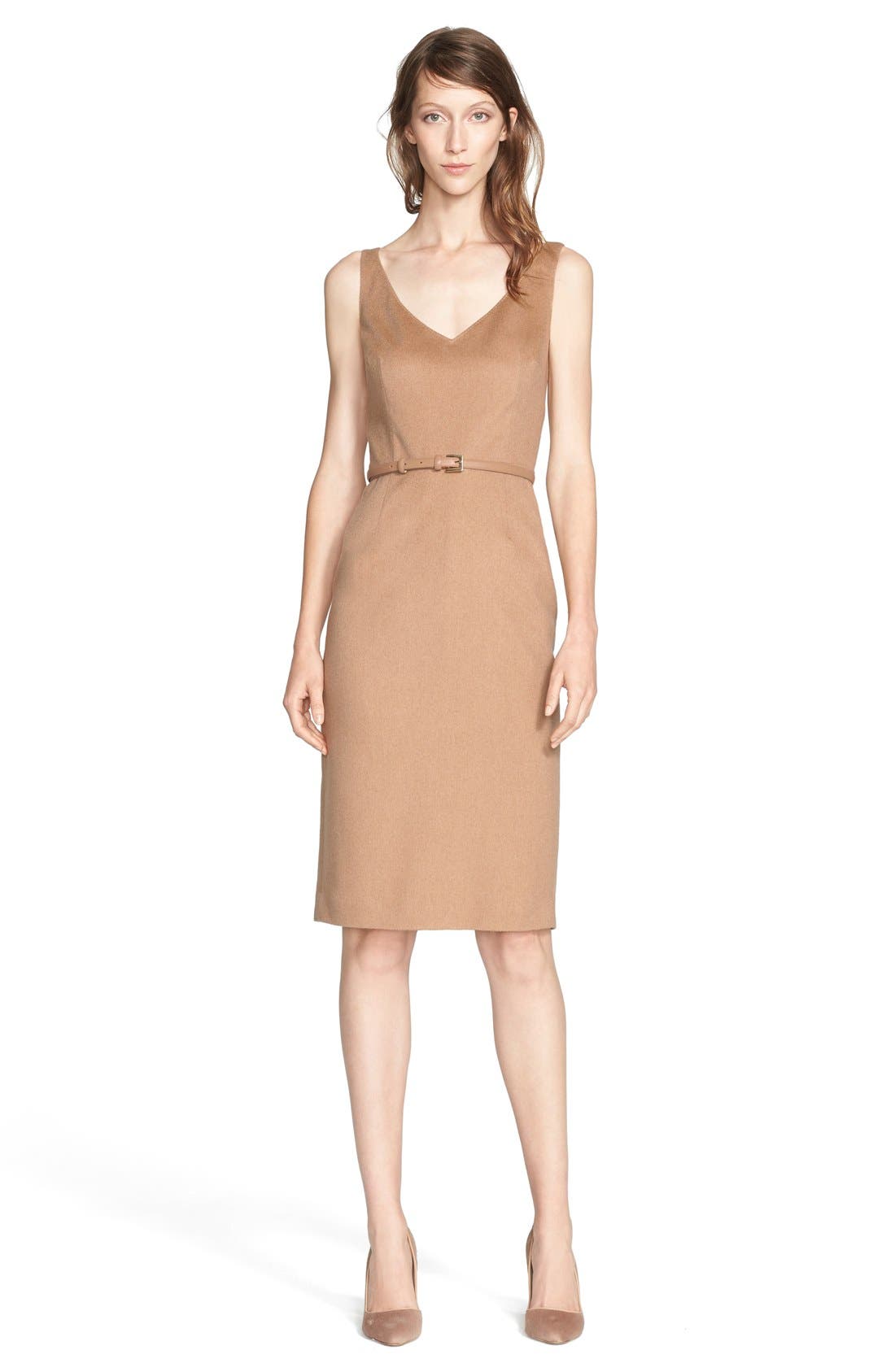 camel sheath dress