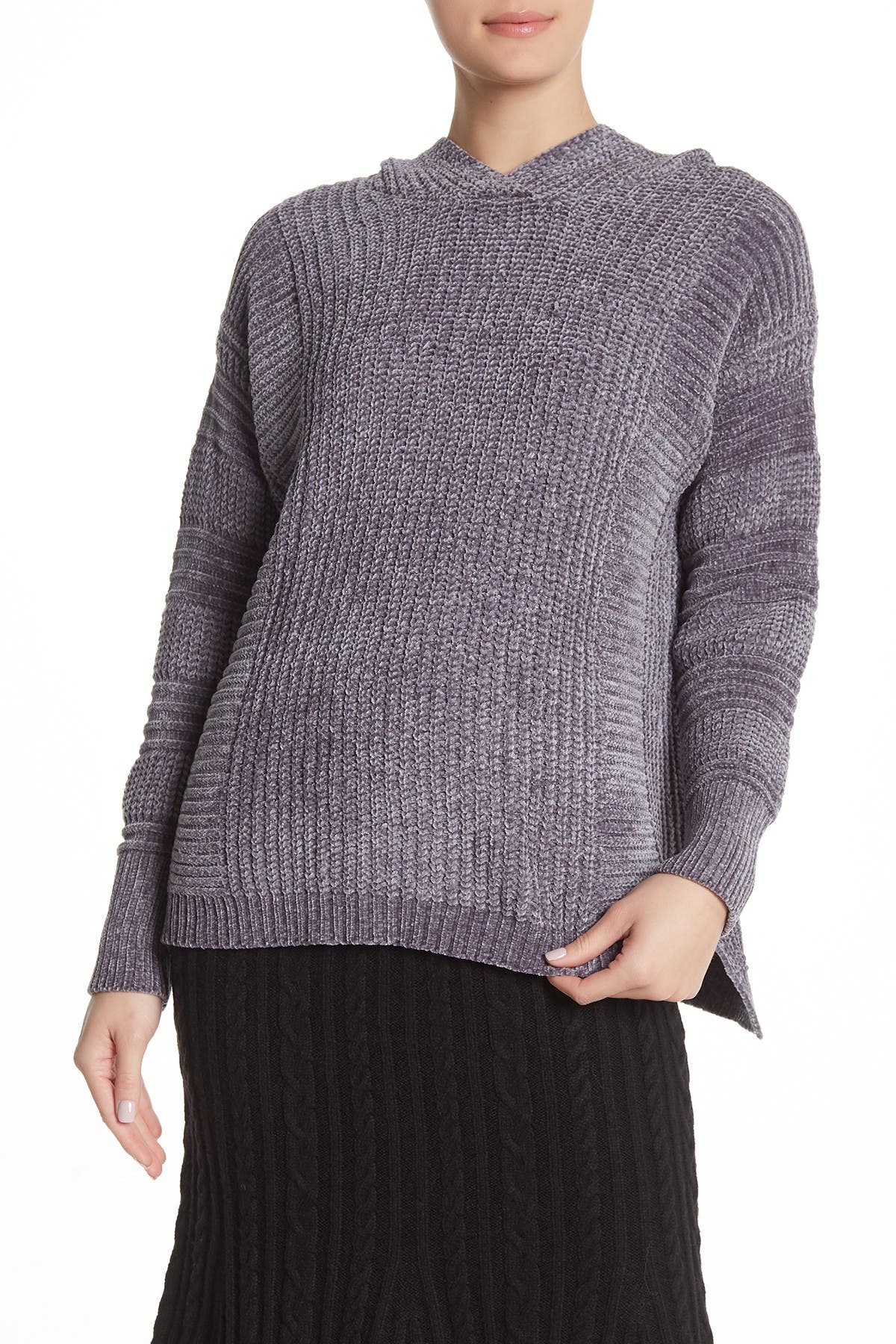 hooded chenille cardigan