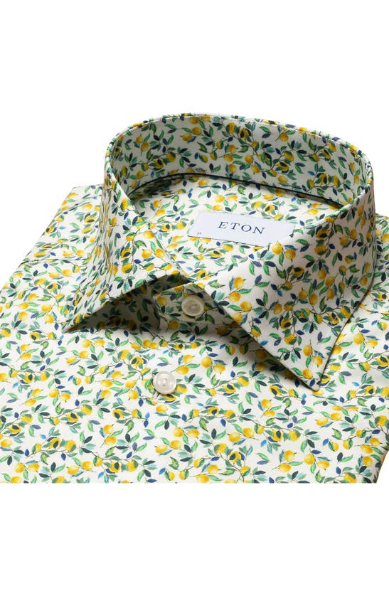 Eton Cotton Lemon Print Slim Fit Dress Shirt In Yellow