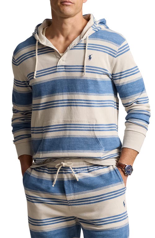 Shop Polo Ralph Lauren Stripe Terry Cloth Pullover Hoodie In Patina Stripe