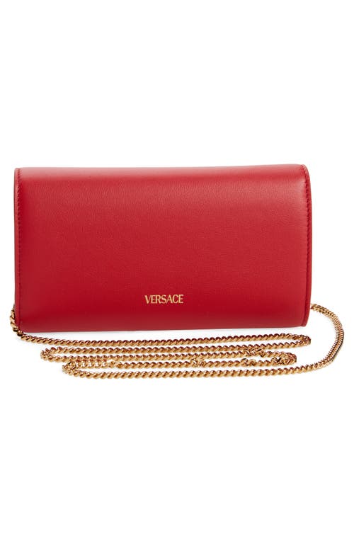 Shop Versace Medusa '95 Leather Crossbody Bag In Lipstick Red- Gold