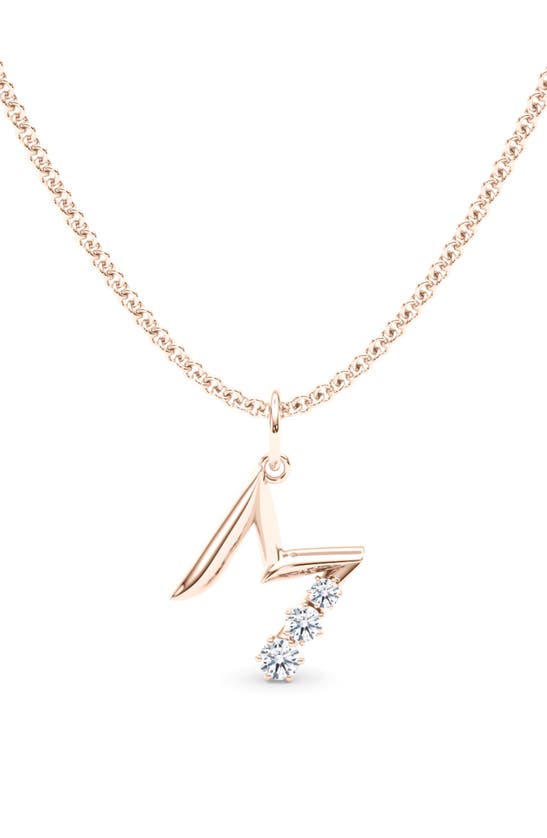 Hautecarat Graduated Lab-created Diamond Initial Letter Pendant Necklace In M - 18k Rose Gold