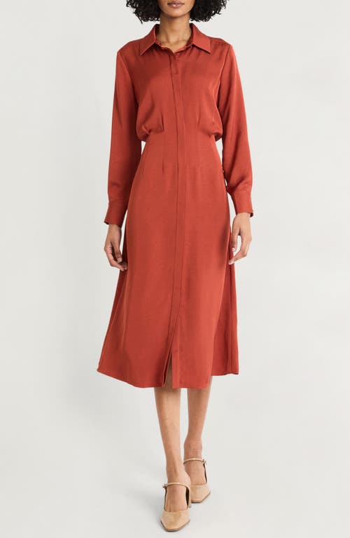 Shop Luxely Long Sleeve Shirtdress In Picante