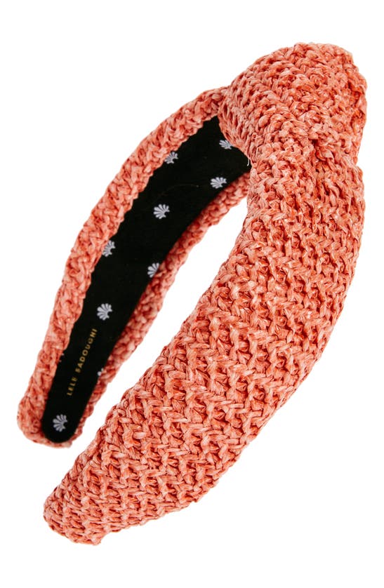 Shop Lele Sadoughi Raffia Knot Headband In Apricot