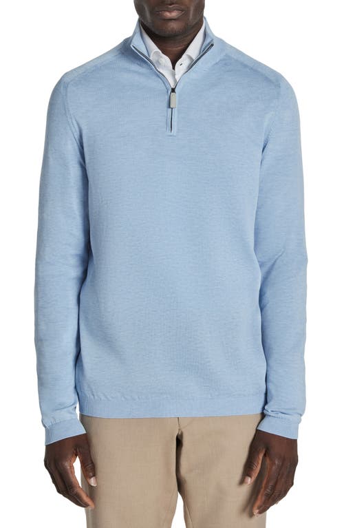 Braulio Quarter Zip Sweater in Sky Blue