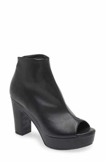 Black peep deals toe platform booties