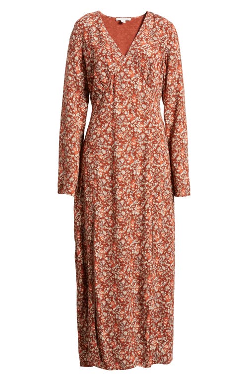 Shop Treasure & Bond Floral Long Sleeve Maxi Dress In Rust- Red George Floral