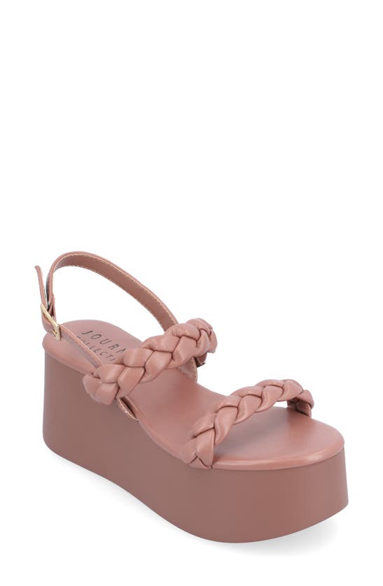 Shop Journee Collection Zannah Braided Tru Comfort Platform Sandal In Rose