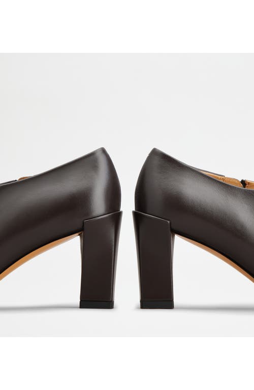 Tod's Square-toe Leather Zip Ankle Booties In Palissandro