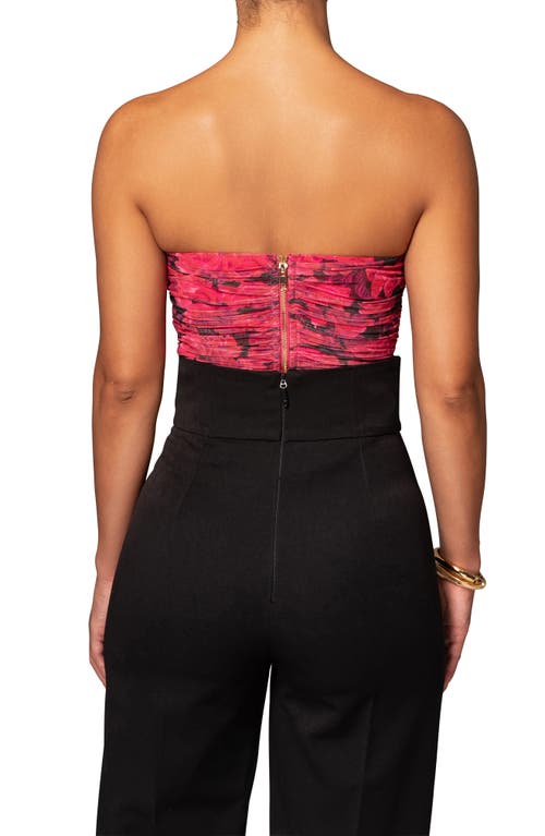 Shop Jluxlabel The Riviera Ruched Mesh Corset Top In Pink