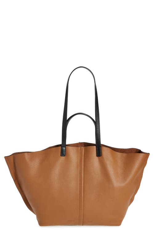 Shop Allsaints Phoenix Leather East/west Tote In Sepia Brown