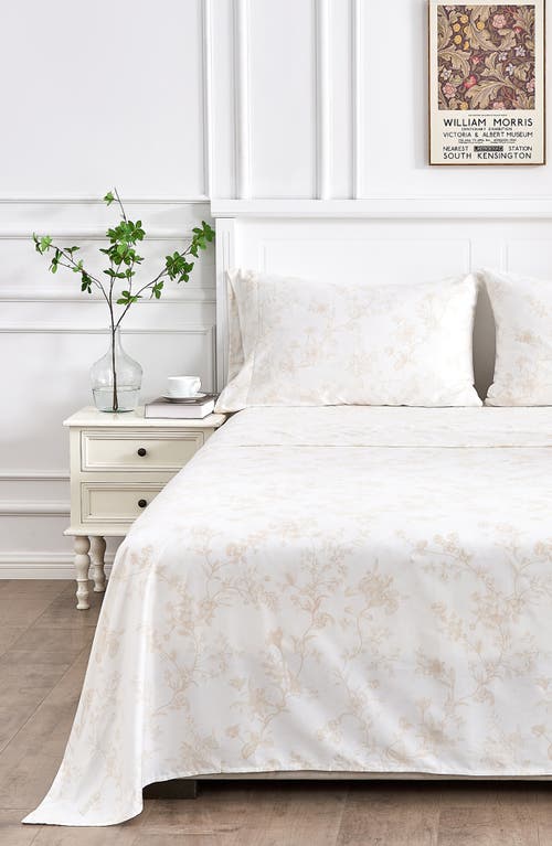 Shop Melange Home Bouquet Cotton Pillowcase Set In White/mocha