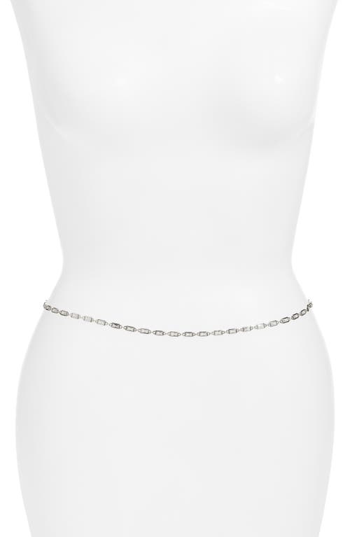 Rectangular Crystal Station Belly Chain in Clear/Silver