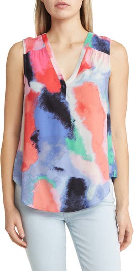 NIC+ZOE Abstract Watercolor Sleeveless Blouse | Nordstrom