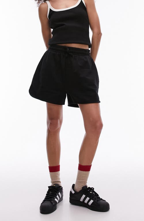 Shop Topshop Drawstring Cotton Shorts In Black