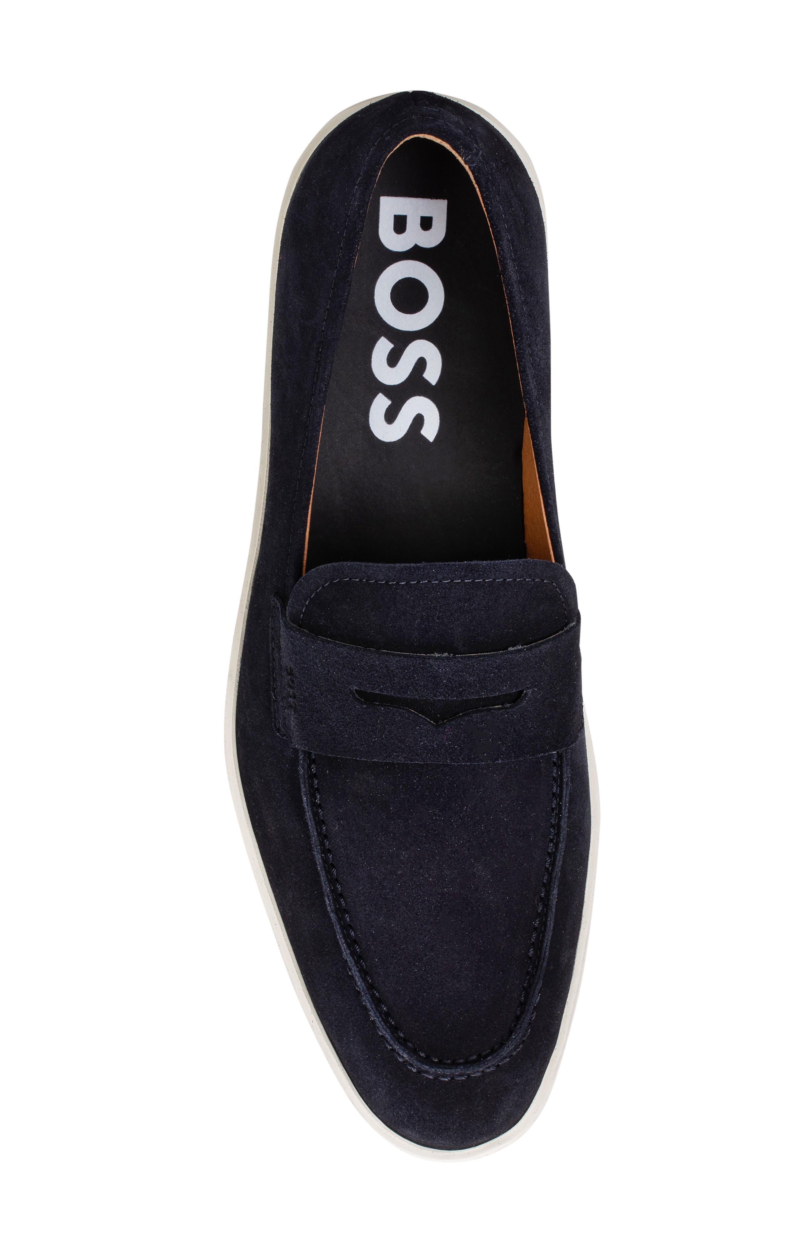 ??BOSS Devin Penny Loafer BOSS - Penny loafers in tumbled leather - Black main image 3