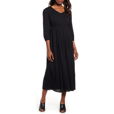 Caslon Summer Button Front Crepe Maxi Dress, Black