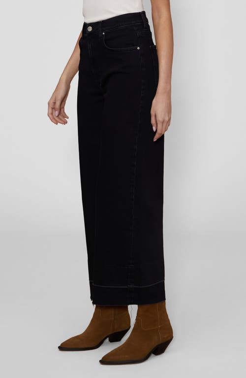 Shop Le Jean Sophia Release Hem High Waist Ankle Wide Leg Jeans In Milo