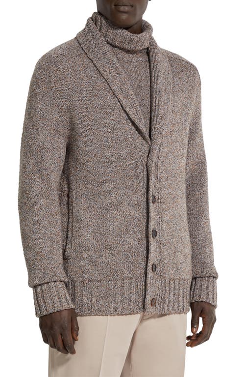 Shop Zegna Oasi Cashmere Mélange Shawl Collar Cardigan In Dark Foliage