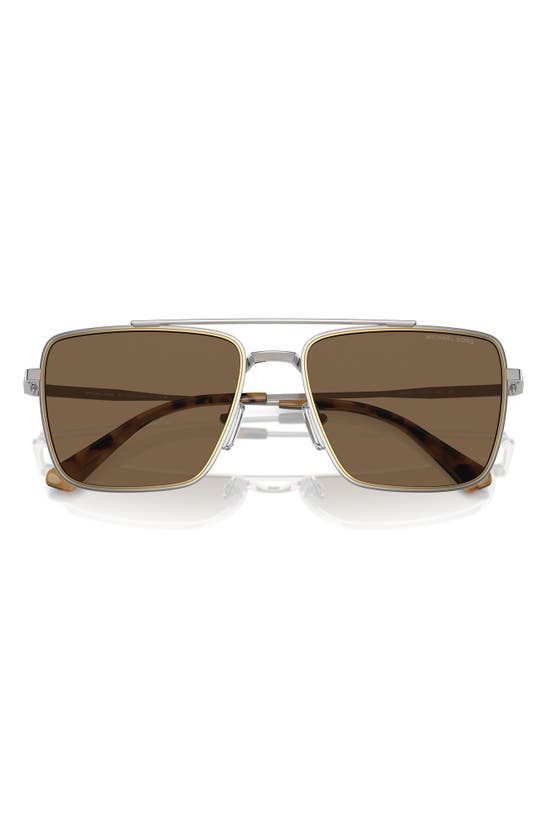Shop Michael Kors Blue Ridge 58mm Square Sunglasses In Shiny Silver