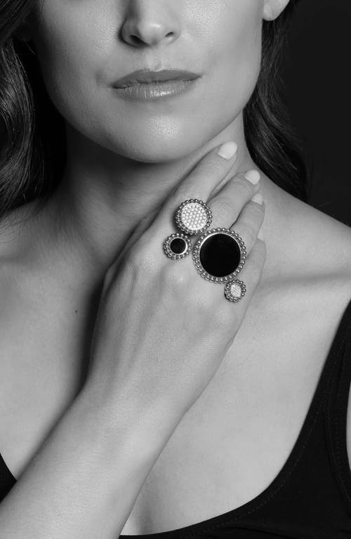 Lagos Maya Diamond Circle Statement Ring In Silver/onyx
