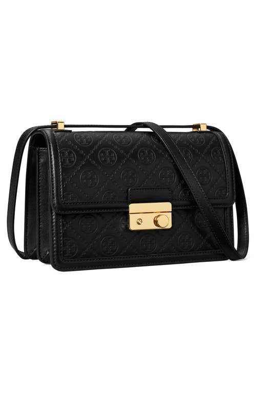 Shop Tory Burch T Monogram Debossed Convertible Shoulder Bag In Black