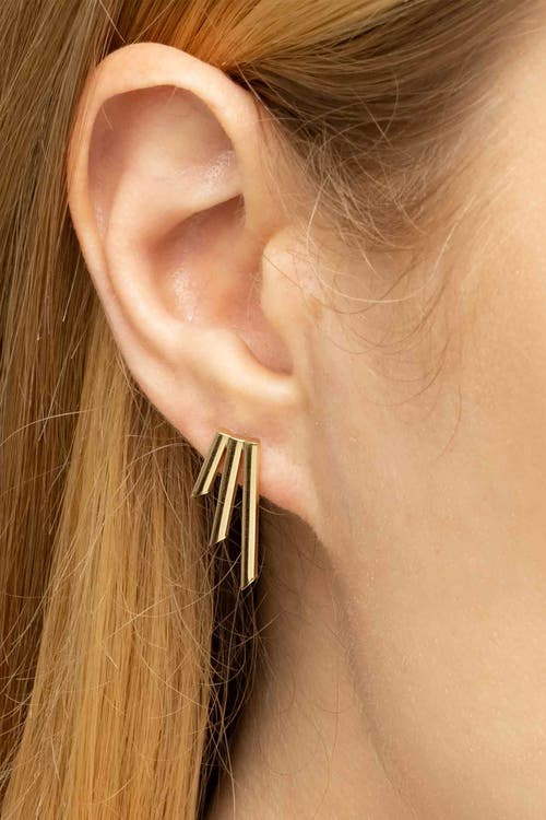 Oradina 10k Yellow Gold Triple Threat Studs In Yellow Gold