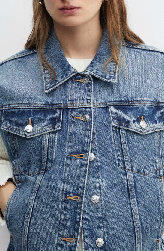 Mango Oversize Denim Vest In Medium Blue