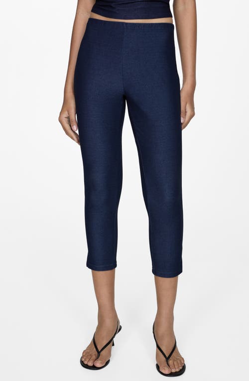 Shop Mango Capri Leggings In Medium Blue