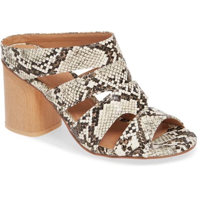 Very Volatile Haider Snake Embossed Slide Sandal, White
