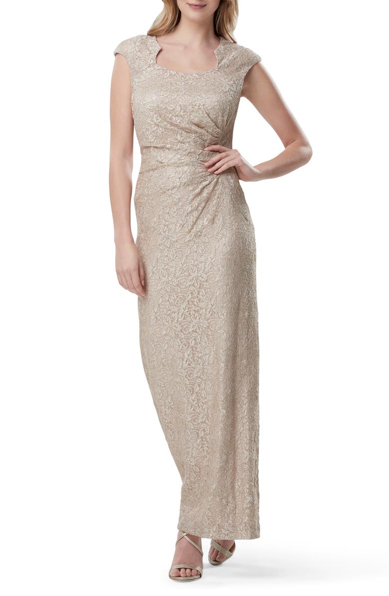 Tahari Side Ruched Stretch Lace Evening Gown | Nordstrom