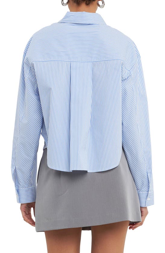 Shop Grey Lab Pinstripe Crop Shirt In Blue