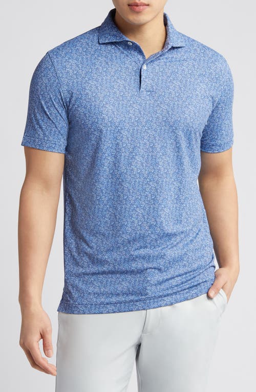Fields of Carlsbad Floral Performance Golf Polo in Blue Pearl
