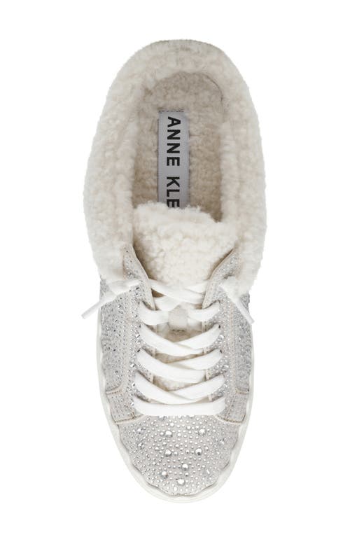 Shop Anne Klein Courage Faux Shearling Sneaker Mule In White Faux Fur/pearl