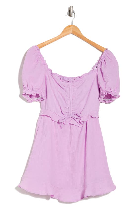 Shop Show Me Your Mumu Sophie Puff Sleeve Cotton Minidress In Bright Lilac