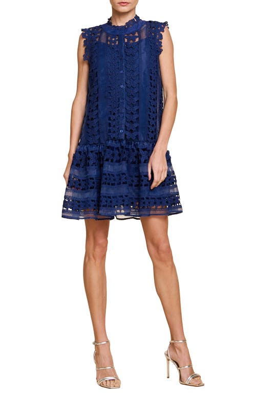 Cara Butterfly Lace Shift Dress in Navy
