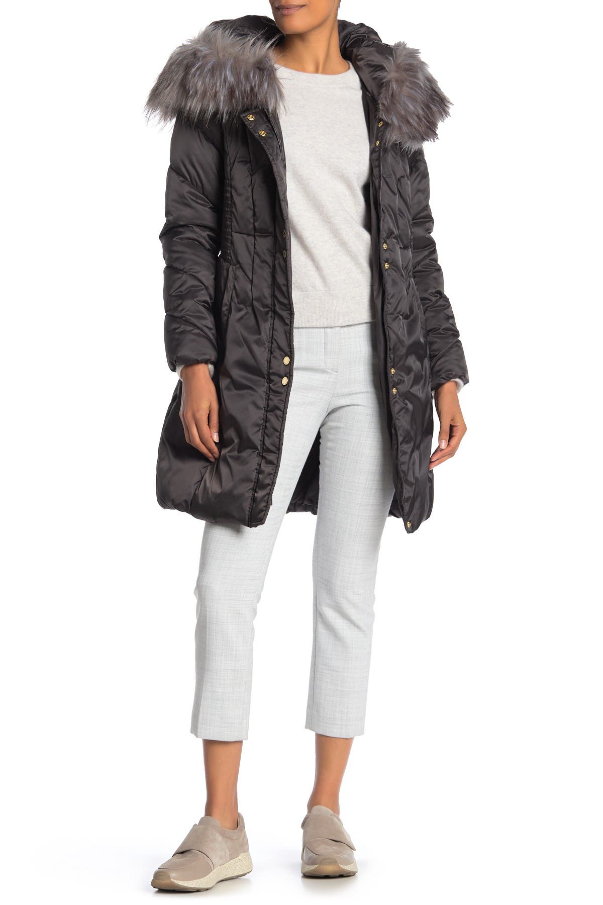 via spiga faux fur trimmed hooded jacket