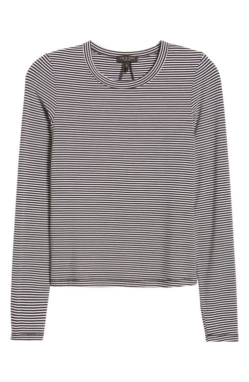 Shop Rag & Bone Luca Stripe Long Sleeve T-shirt In Blackwhite