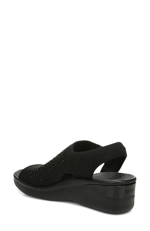 Shop Bzees Star Bright Knit Wedge Sandal In Black/black Engineered Knit