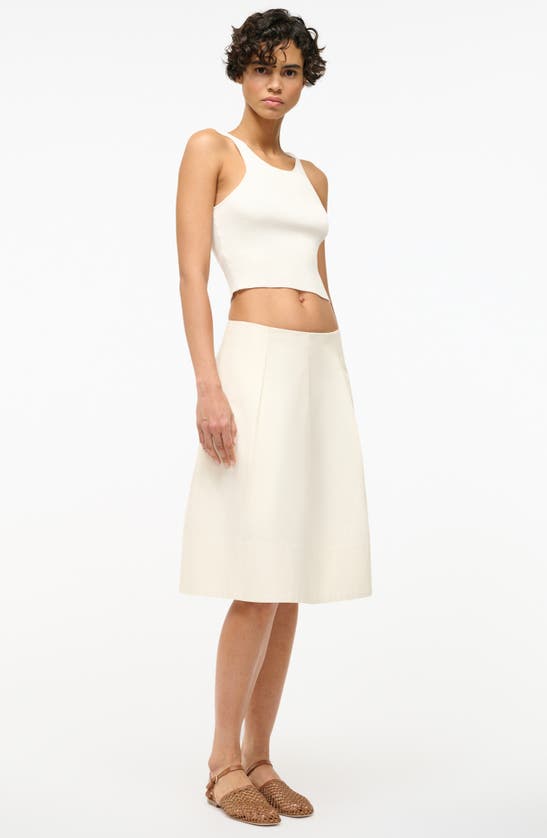 Shop Staud London Stretch Cotton Skirt In Ivory