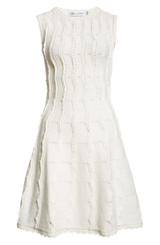 Shop Oscar De La Renta Sleeveless Wave Knit Fit & Flare Dress In Ivory