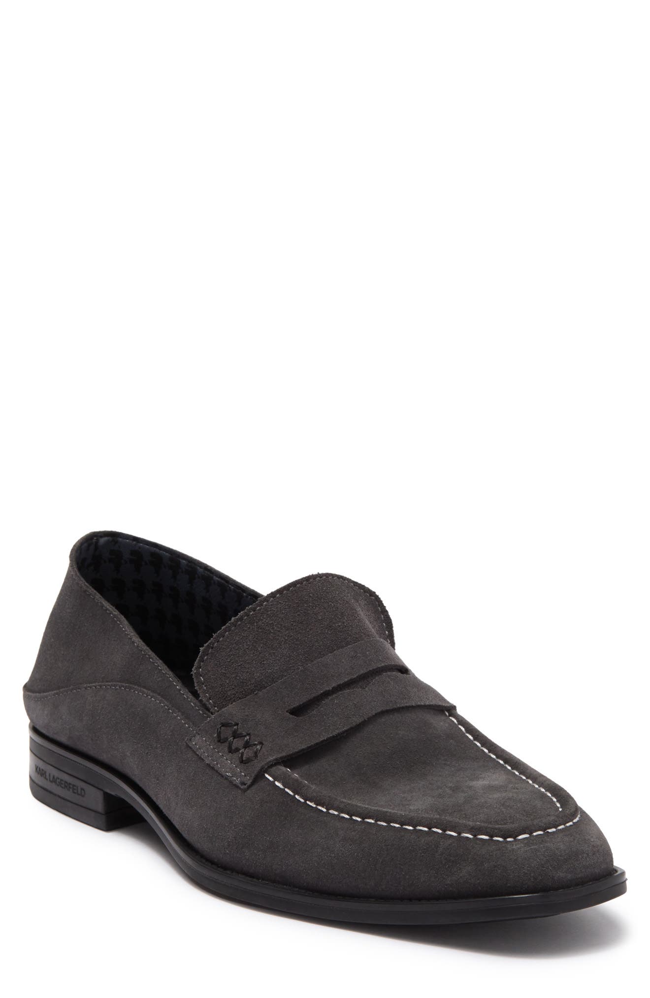 Karl Lagerfeld Suede Penny Loafer In Light/pastel Grey5