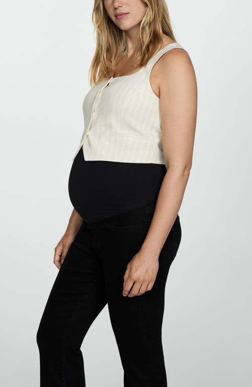 Shop Mango Over The Bump Crop Flare Maternity Jeans In Black Denim