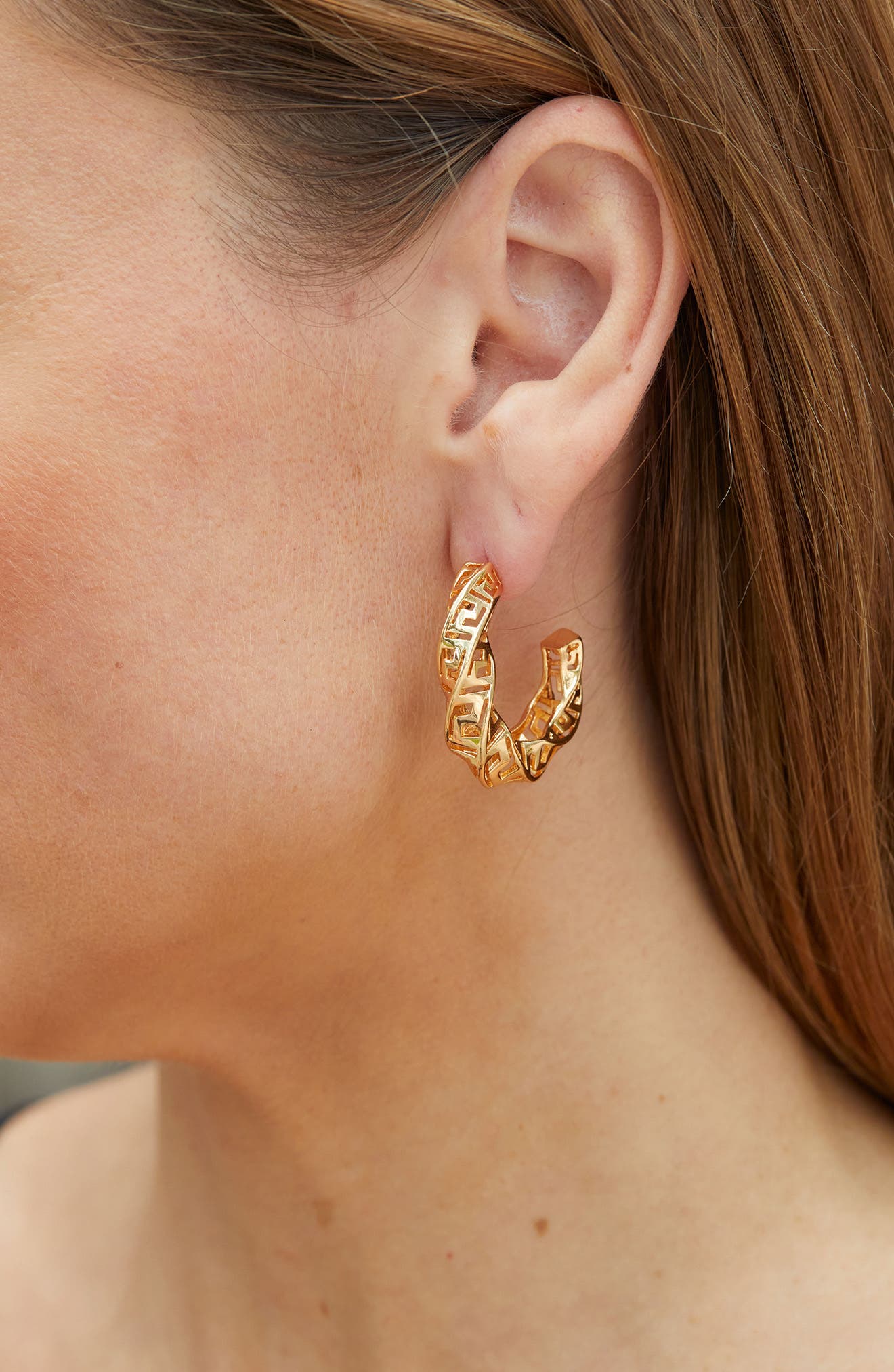 Gold-Plated Bronze Honeycomb Earrings main image 0
