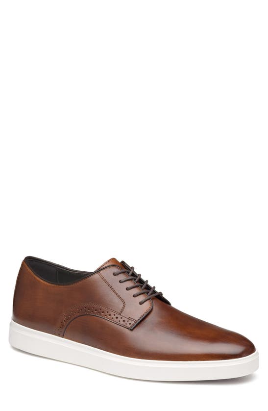 Shop Johnston & Murphy Brody Plain Toe Derby In Brown Hand-stained Full Grain